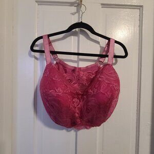 Amoureuse Pink Lace Wireless Cami Bra 48DDD Lightly Padded Adjustable Strap